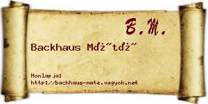 Backhaus Máté névjegykártya